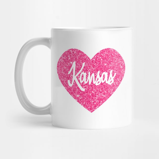 I Love Kansas USA Pink Heart Gift for Women and Girls by JKFDesigns